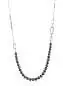Preview: Elegante Design-Silberkette Perlen klein schwarz rund 6-7 mm, 87 cm, variable Länge, 925er Silber Gaura Pearls, Estland